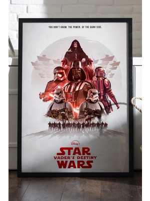 Star Wars Siyah Ahşap Çerçeveli Poster, Film Duvar Tablosu
