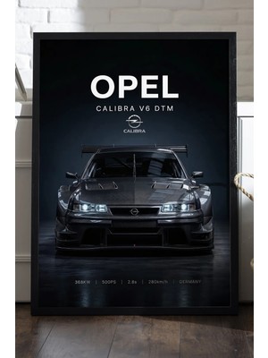 Duvarda Opel Calibra Siyah Ahşap Çerçeveli Poster, Dekoratif Araba Duvar Tablosu