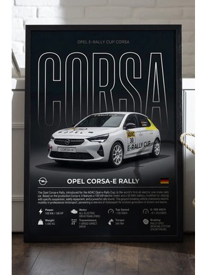 Duvarda Opel Corsa Siyah Ahşap Çerçeveli Poster, Dekoratif Araba Duvar Tablosu