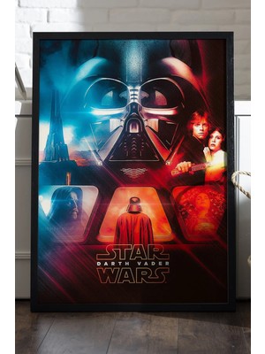 Star Wars Siyah Ahşap Çerçeveli Poster, Film Duvar Tablosu