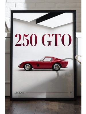 Duvarda Ferrari 250 Gto Siyah Ahşap Çerçeveli Poster, Dekoratif Araba Duvar Tablosu