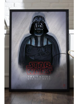 Duvarda Star Wars Darth Wader Siyah Ahşap Çerçeveli Poster, Film Duvar Tablosu