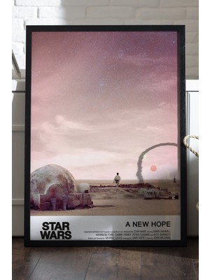 Star Wars Siyah Ahşap Çerçeveli Poster, Film Duvar Tablosu