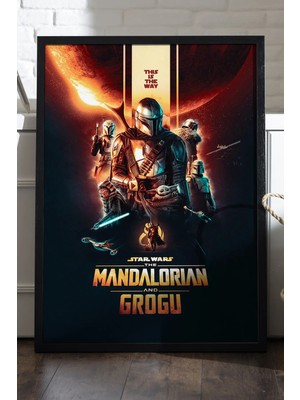 Duvarda Mandalorian Siyah Ahşap Çerçeveli Poster, Film Duvar Tablosu