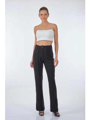 Ysatis Kadın Normal Bel Dokuma Polyester Karışımlı Düz Yırtmaçlı Paça Pantolon