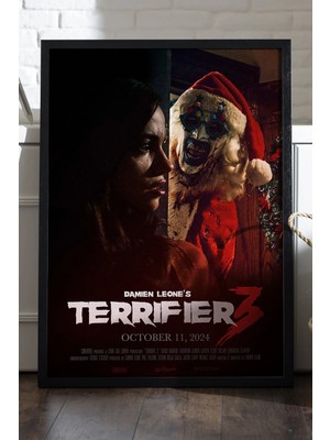 Duvarda Terrifier Siyah Ahşap Çerçeveli Poster, Dekoratif Film Duvar Tablosu