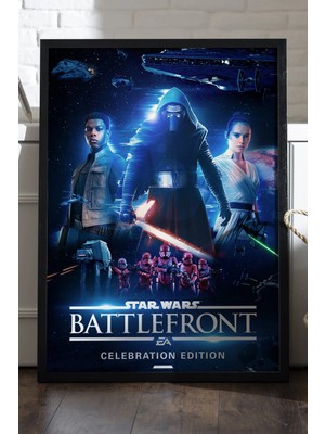 Star Wars : Battlefront Siyah Ahşap Çerçeveli Poster, Dekoratif Oyun Duvar Tablosu