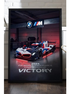 Duvarda Bmw M Hybrid Siyah Ahşap Çerçeveli Poster, Dekoratif Araba Duvar Tablosu
