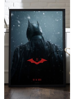 Duvarda Batman Kara Şövalye Siyah Ahşap Çerçeveli Poster, Dekoratif Film Duvar Tablosu