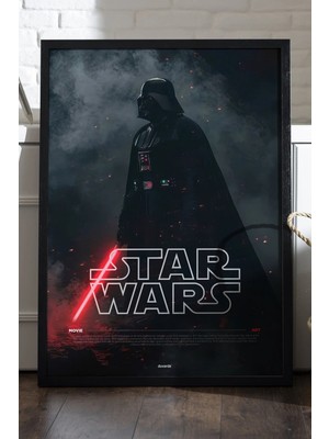 Duvarda Star Wars Siyah Ahşap Çerçeveli Poster, Film Duvar Tablosu