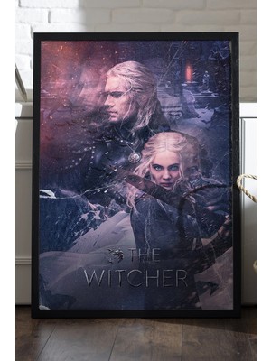 Duvarda The Witcher Siyah Ahşap Çerçeveli Poster, Dizi Duvar Tablosu