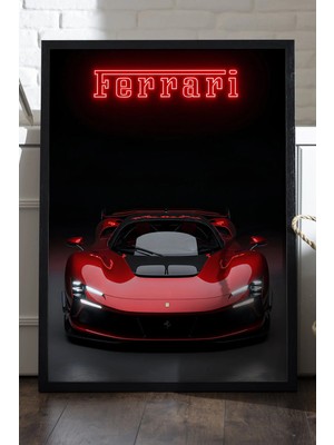 Duvarda Ferrari Daytona Sp3 Siyah Ahşap Çerçeveli Poster, Dekoratif Araba Duvar Tablosu