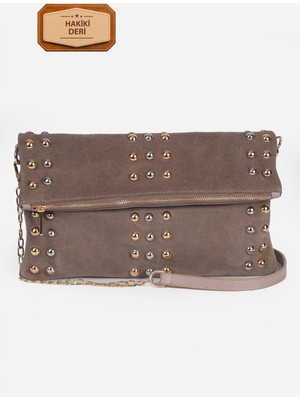 Alessia Bag Arev Hakiki Süet Zincir Askılı Omuz Çantası