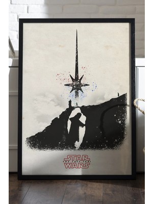 Duvarda Star Wars Siyah Ahşap Çerçeveli Poster, Film Duvar Tablosu