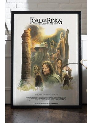 Duvarda Lord Of The Rings Siyah Ahşap Çerçeveli Poster, Dekoratif Film Duvar Tablosu