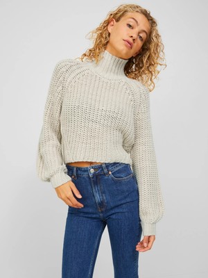 Jack & Jones Jack&Jones JJXX Kadın Relaxed Fit Boğazlı Yaka Örme Akrilik Kısa Kazak
