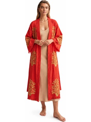 BRANDSMITHS Red Ethereal Coral Kimono