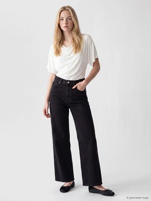Lc Waikiki Yeni Sezon Siyah Wideleg Kadın Jean Pantolon