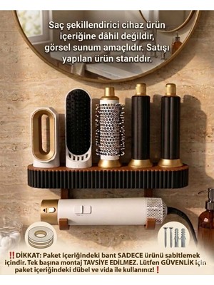 Marvielle Saç Şekillendirici Standı Organizer Duvar Rafı Aparat Düzenleyici Banyo Ask - Banyo Askısı