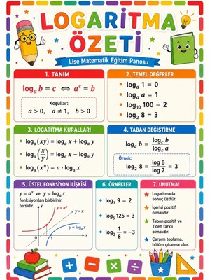Ti Play Logaritma Özeti Lise Matematik Eğitim Afişi 50X70 cm