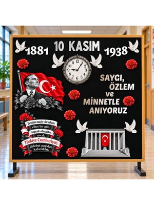 Ti Play 10 Kasım Atatürk'ü Anma Günü Hazır Fügür Kesim Pano Süsü