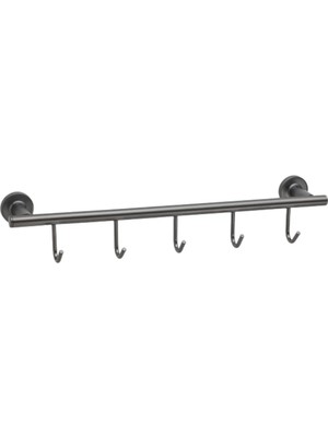 Marvielle Duvara Montajlı Uzun Havluluk Füme Saten 45 cm - Banyo Askısı