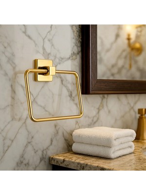 Marvielle Altın Kaplama Havlu Halkası Paslanmaz Çelik Modern Tasarım - Banyo Askısı