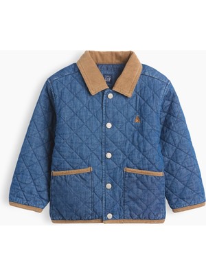Gap Erkek Bebek Koyu Mavi Kapitone Denim Ceket