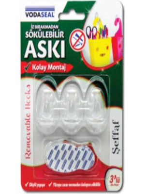 Marvielle Sökülebilir Askı - 3 Adet - Şeffaf - Banyo Askısı