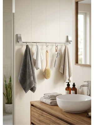 Marvielle Beş Kancalı Bornozluk Topsuz Nil - 8876 - Banyo Askısı