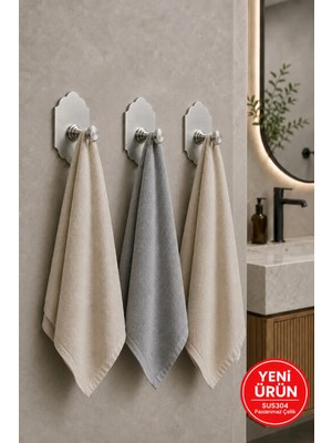 Marvielle 3 Adet Rustik Tasarım Paslanmaz Çelik /bornoz Askısı / Havlu As - Banyo Askısı