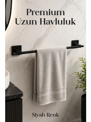 Marvielle 47 cm Siyah Uzun Premium Havluluk Banyo Lavabo Askılığı - Banyo Askısı