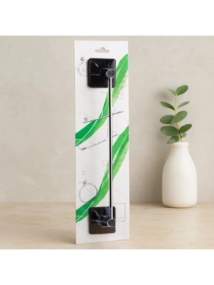 Marvielle Siyah Metal Uzun Yapışkanlı Banyo Havluluk - Banyo Askısı