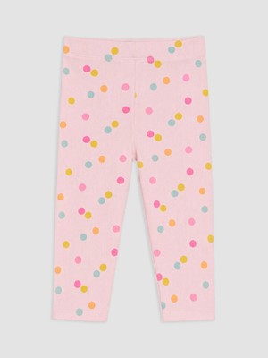 Lc Waikiki Yeni Sezon Pembe Beli Lastikli Puantiyeli Kız Çocuk Tayt