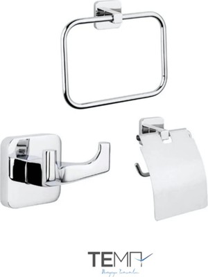 Marvielle Kare 3 Lü Set Havluluk Askılık ve Tuvalet Kağıtlık - Banyo Askısı