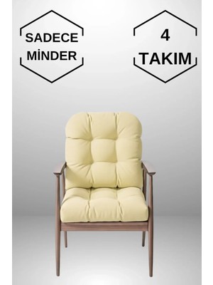 Marvielle 45X45 cm Oturma ve Sırt 4 Takım Bej Renk - Sandalye Minderi