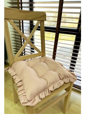 Marvielle Fırfırlı Bahçe Balkon Pudra - Sandalye Minderi