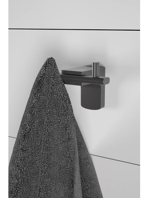 Marvielle Mat Siyah Ikili Bornoz ve Havlu Askılık - Banyo Askısı