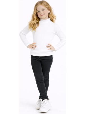 Babido Erkek Kız Çocuk Ribana Yarım Boğazlı Uzun Kollu Basic Bluz