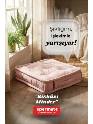 Marvielle Palet Üstü Fransız Minder 55X55X14 Kalın Pofuduk Balkon Bahçe Yer Minderi P - Sandalye Minderi