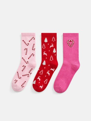 Lc Waikiki Yeni Sezon Pembe Yılbaşı Temalı Kadın Soket Çorap 3'lü