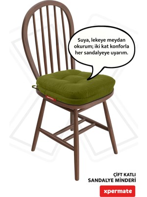 Marvielle 42X42X8 cm Çift Kat Pofidik Fermuarlı Yeşil - Sandalye Minderi