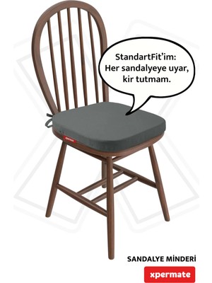 Marvielle 42X42 cm Fermuarlı Bağcıklı Yıkanabilir Su Itici Gri - Sandalye Minderi