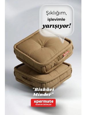 Marvielle Fransız Yer Minderi 45X45 Kalın Pofuduk Bahçe Balkon Minderi Kahve - Sandalye Minderi