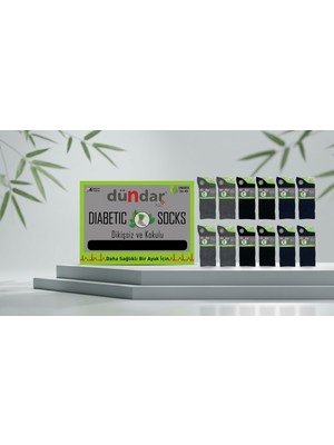 Dündar Çorap Unisex Dikişsiz Kokulu Diyabetik Çorap - 12'li Paket (36-40)