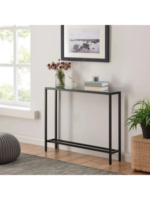 Marvielle Modern Siyah Metal Iskeletli Temper Camlı Raflı - Dresuar