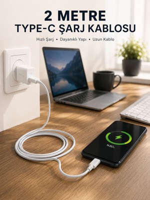 Medsa Hızlı Şarj Destekli 2 Metre Type-C Kablo - MDSANR3150-6630