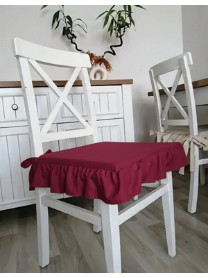 Marvielle Bordo Fırfırlı Sıvı & Leke Itici Iskandinav - Sandalye Minderi