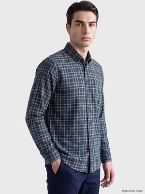 Lc Waikiki Yeni Sezon Yeşil Regular Fit Ekose Erkek Gömlek