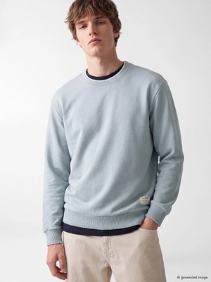 Lc Waikiki Yeni Sezon Mavi Bisiklet Yaka Erkek Kalın Sweatshirt